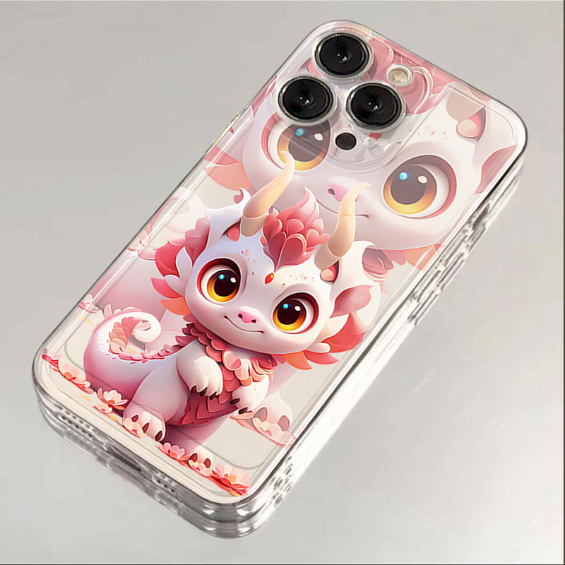 龙年小粉龙iphone15苹果手机壳14promax硅胶13pro透明12创意11ins