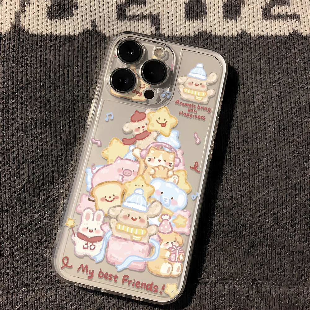动物堆堆iphone15苹果手机壳14promax硅胶13pro透明12高级11全包X