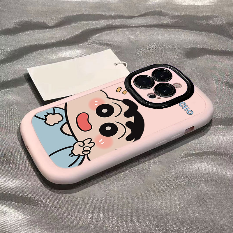 可爱比耶蜡笔小新14promax手机壳iphone15全包13pro高级12p软壳11