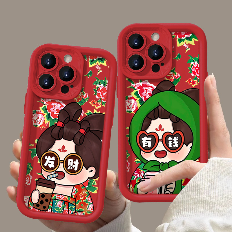 东北大红花iphone15苹果手机壳14promax高级感13pro潮12网红新年
