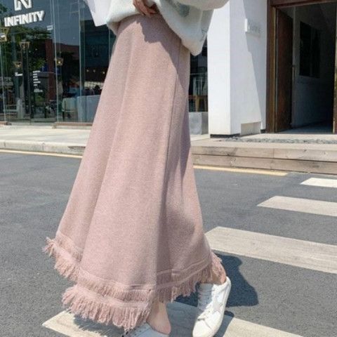 秋冬2023年新款秋季针织半身裙女中长冬裙字冬天配毛衣裙子长裙