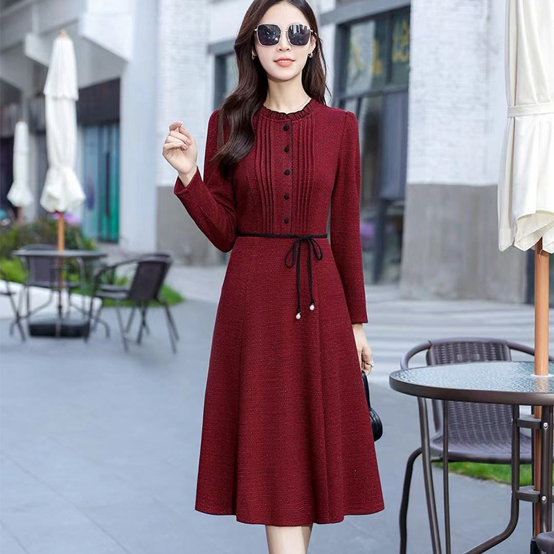 女装连衣裙春秋显瘦气质时尚长袖过膝中长款