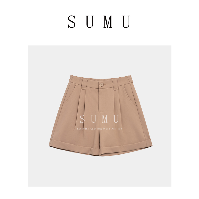 宿慕半松紧腰A字短裤女夏季2024新款爆款薄时尚气质西装短裤1085