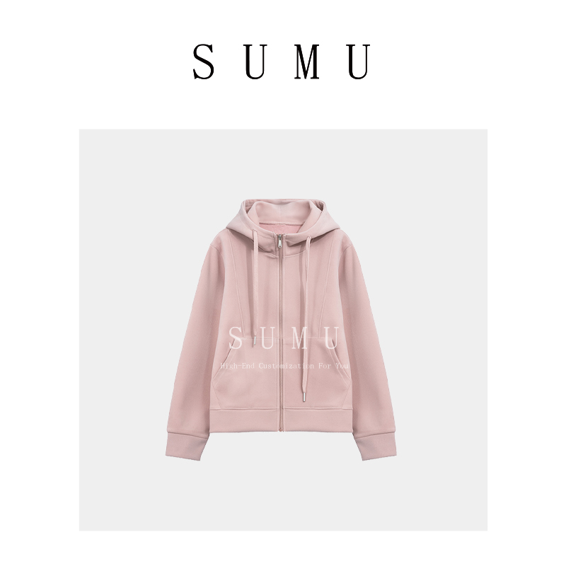 宿慕连帽卫衣女2024春夏季新款爆款薄款长袖小个子洋气百搭24056