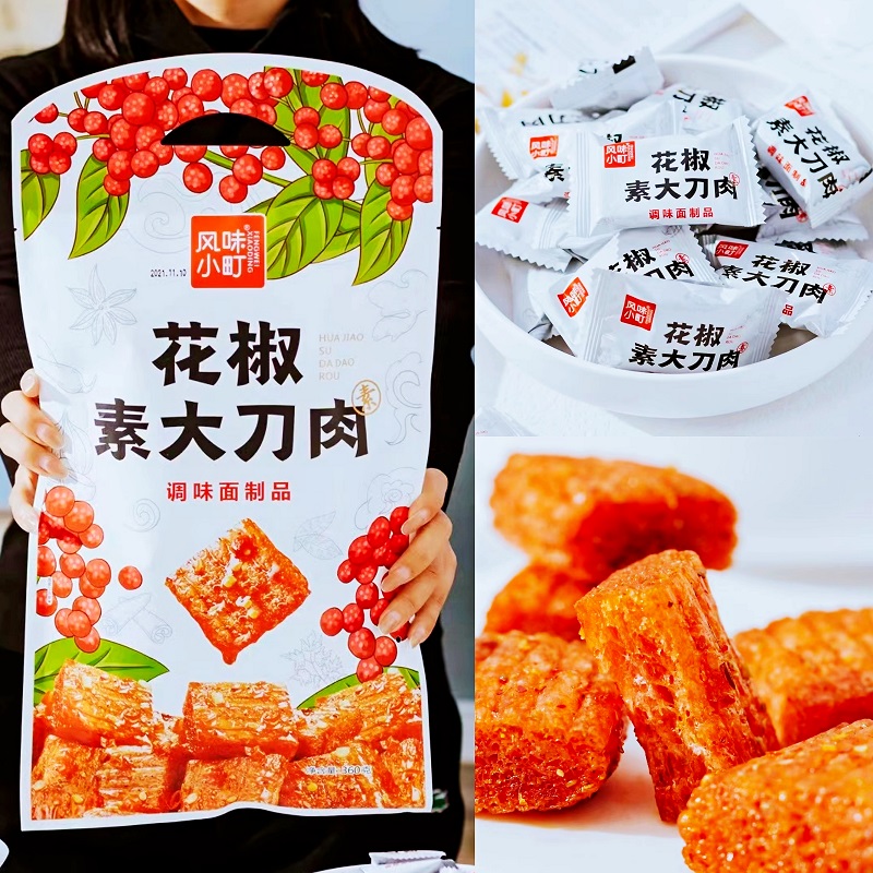 风味小町花椒素大刀肉360g网红8090怀旧辣条面筋素肉休闲大包零食