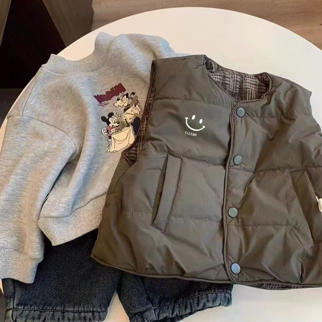 两面穿~2025马甲秋冬季新款马甲中小童可爱外穿洋气坎肩外套