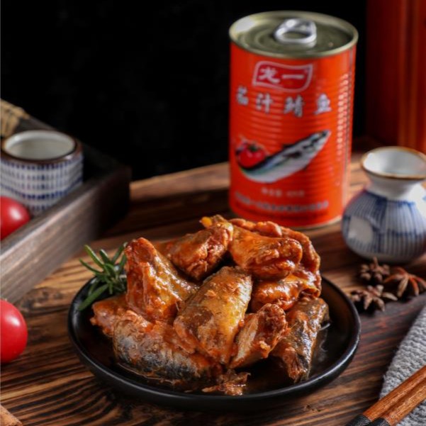 龙一茄汁鲭鱼番茄鱼罐头 茄汁三文 鱼老青岛味道开罐即食酸甜可口