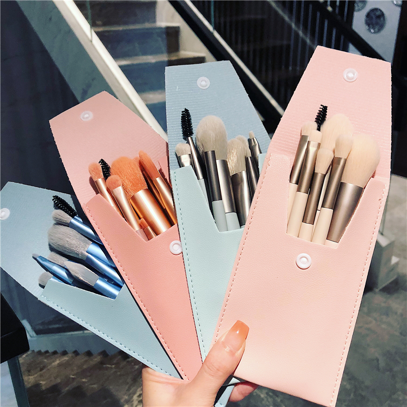 茗希芝【8支装带皮包】化妆刷套装粉底刷眼影腮红软毛美妆初学者