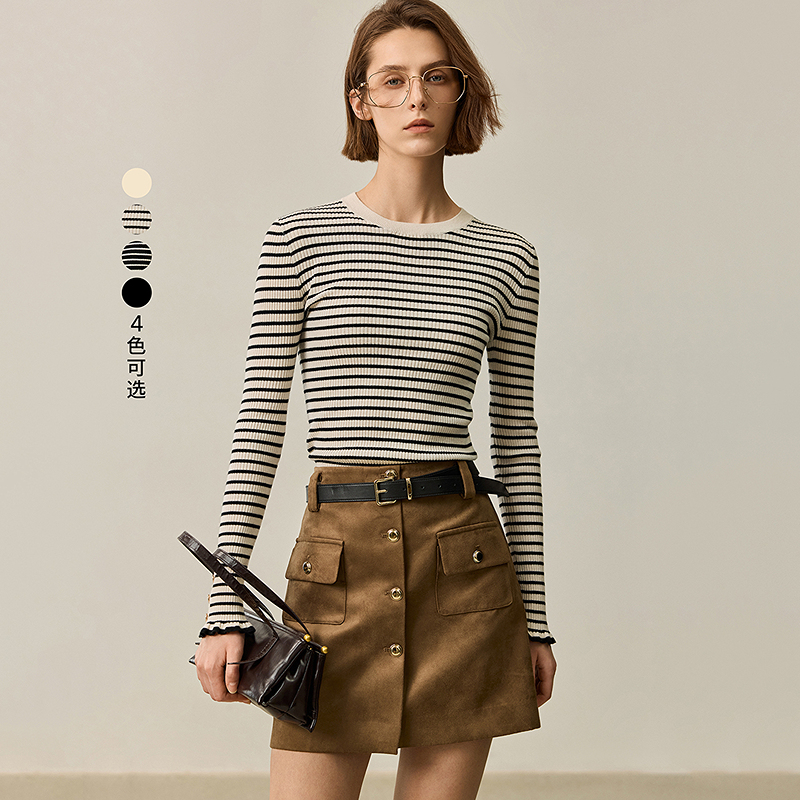 【LILY宋茜同款】商场同款冬季新款女装修身款毛针织衫124420TK385