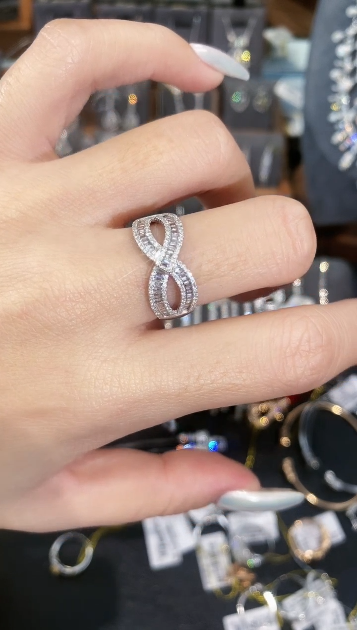 【闪购商品】钻石戒指/指环18K金镶嵌R866365八字戒14圈口多人