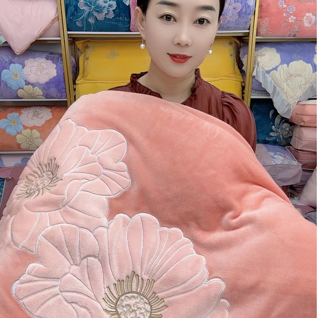 【绽放绒】加厚贴布绣花锦肤绒四件套牛奶绒婴肤绒被套枕套