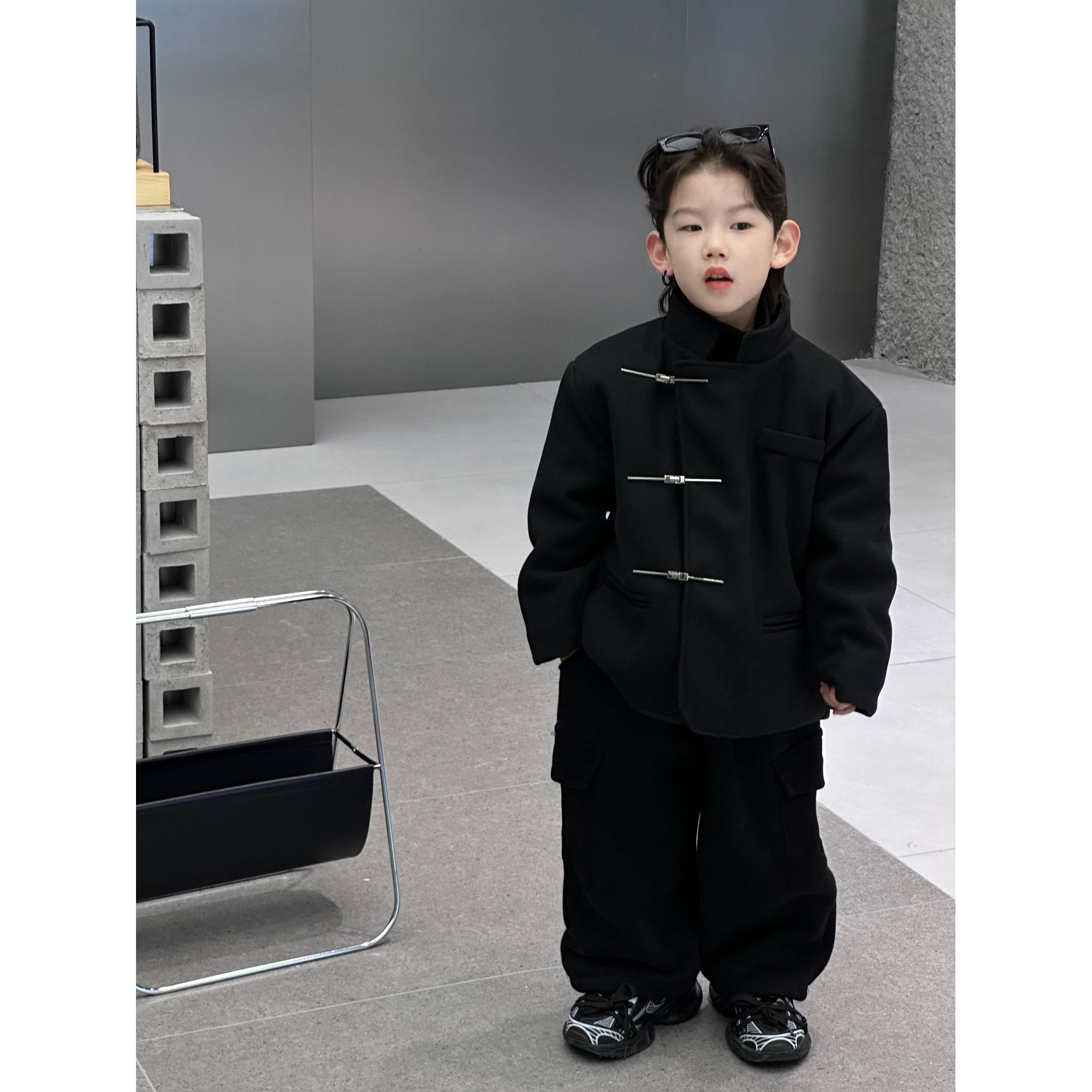 冬季新款韩版儿童百搭夹棉小香洋气纯色外套男童上衣潮春秋女童
