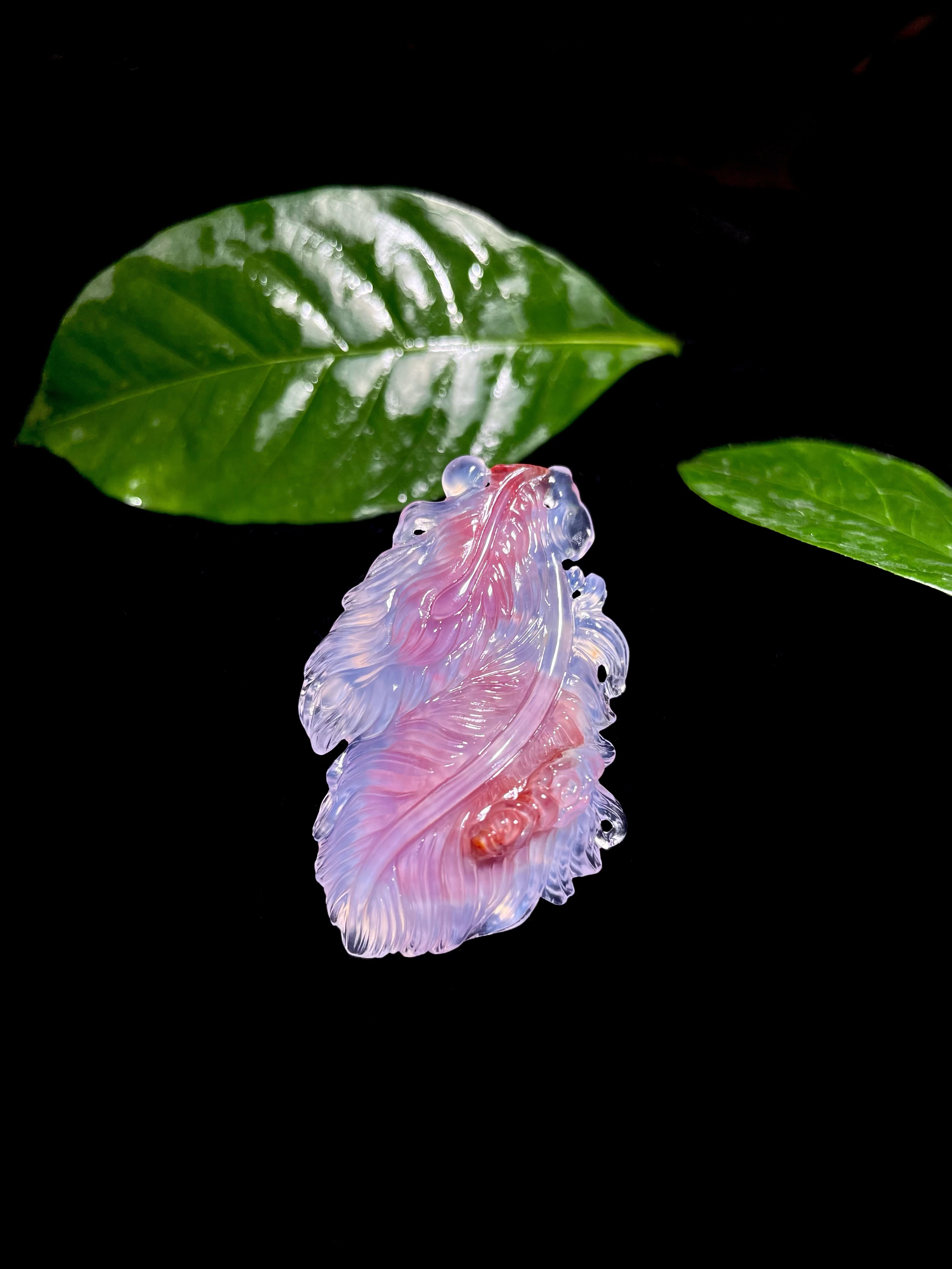 阿拉善糖心玛瑙羽毛吊坠挂件通用款