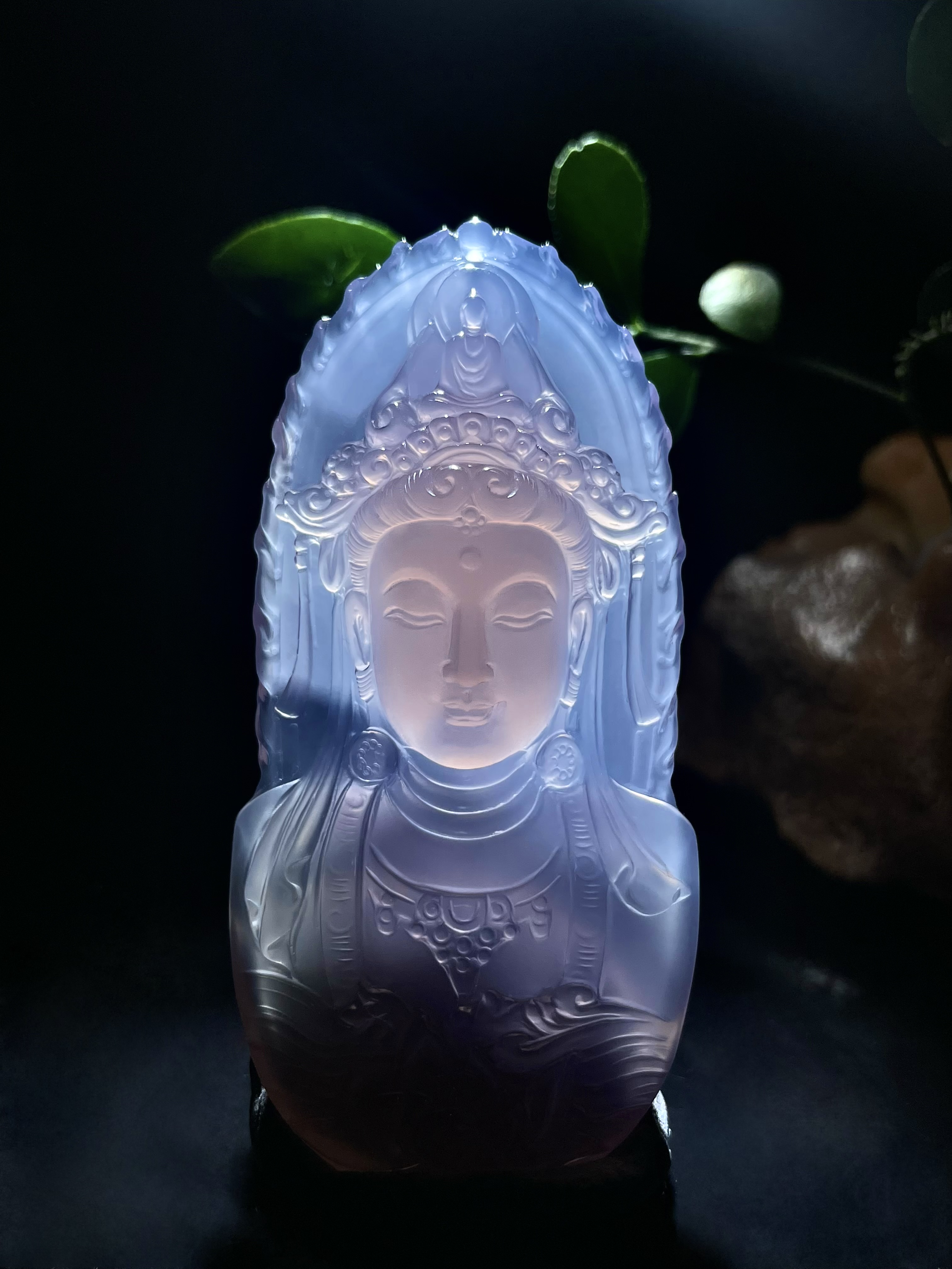 宠粉款  纯天然玛瑙冰紫正装观音佛像吊坠挂件通用款冰透精雕