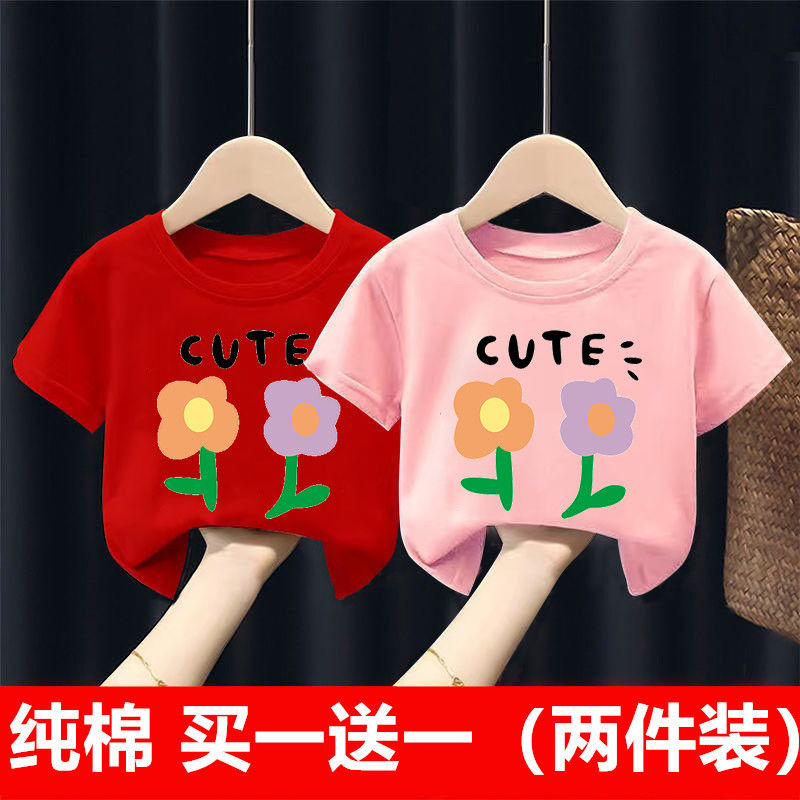 最新款100%纯棉夏季女童T恤超柔大小童潮款宝宝宽松童裝