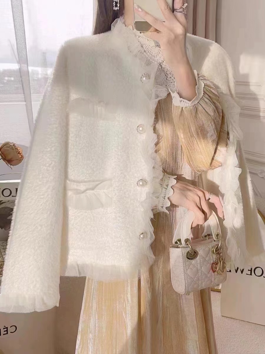 仿水貂绒小香风毛衣外套女春秋2025新款小个子韩版宽松针织开衫