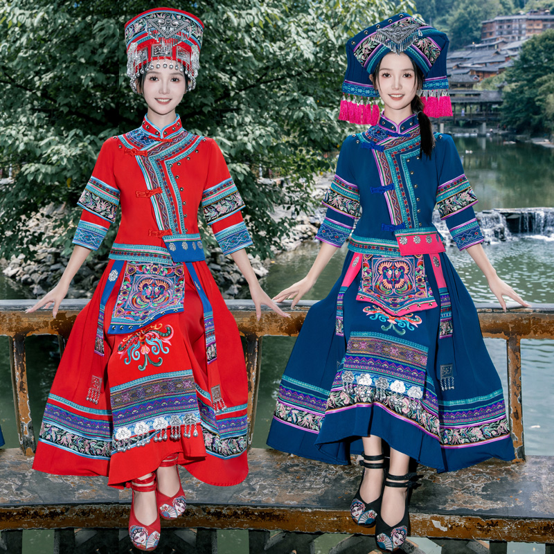 阳光新款日常演出民族服传统裙子壮族苗族彝族瑶族光民族风套装