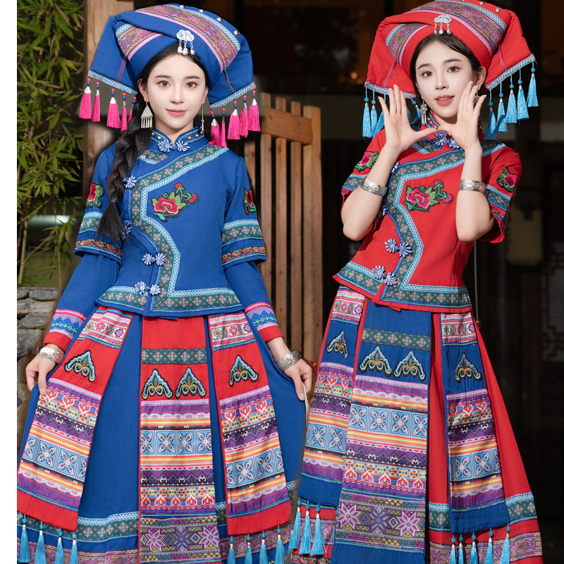 红新款传统少数民族高品质裙子壮族新款苗族多民族服饰时尚民族风
