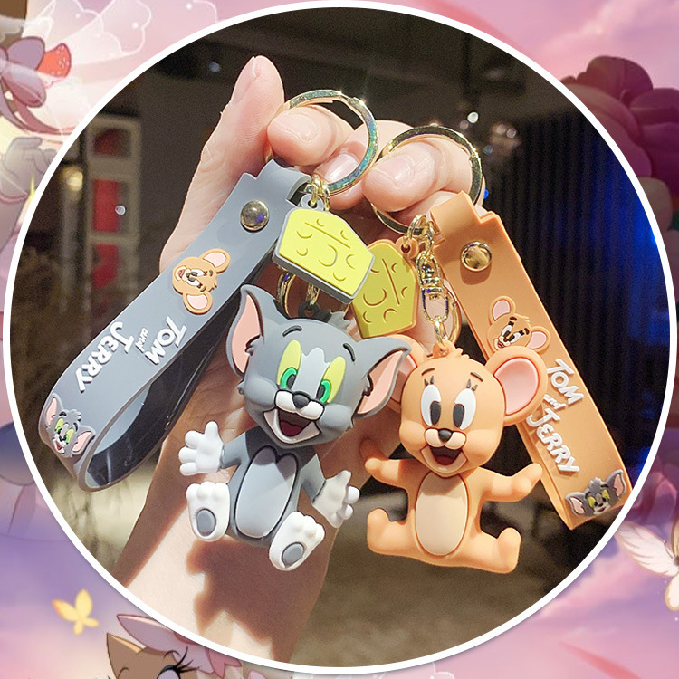猫和老鼠汽车钥匙链汤姆杰瑞可爱卡通情侣钥匙挂件包包公仔钥匙扣