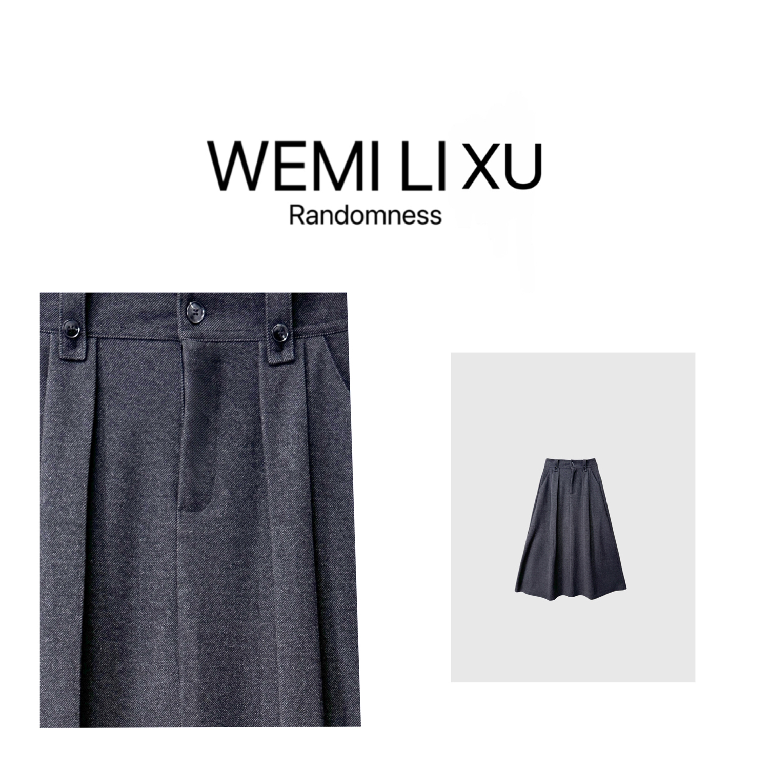 WEMILIXU“古堡花园”冬季新款女装呢子中长半身百褶裙红人上新8031