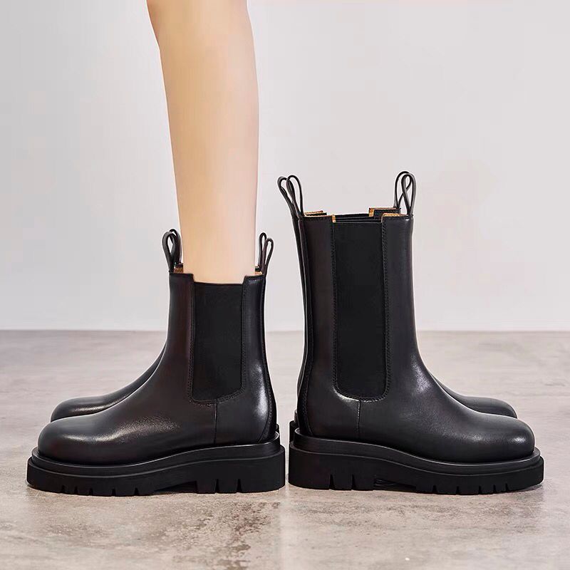 内增高8CM马丁靴女2025秋冬新款小个子厚底短靴加绒切尔西烟筒靴