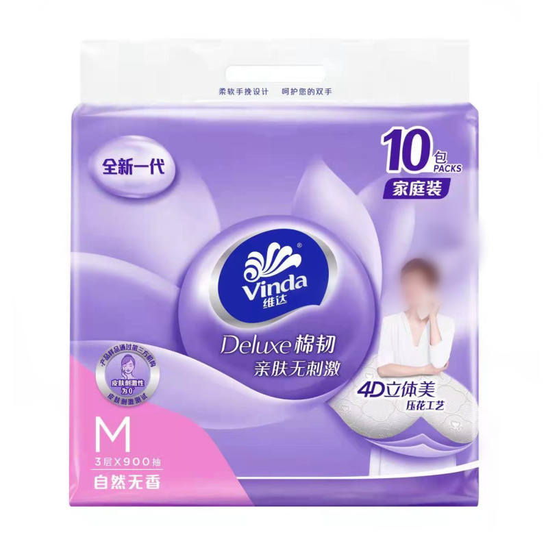 维达立体美软抽面巾纸M码80抽*12