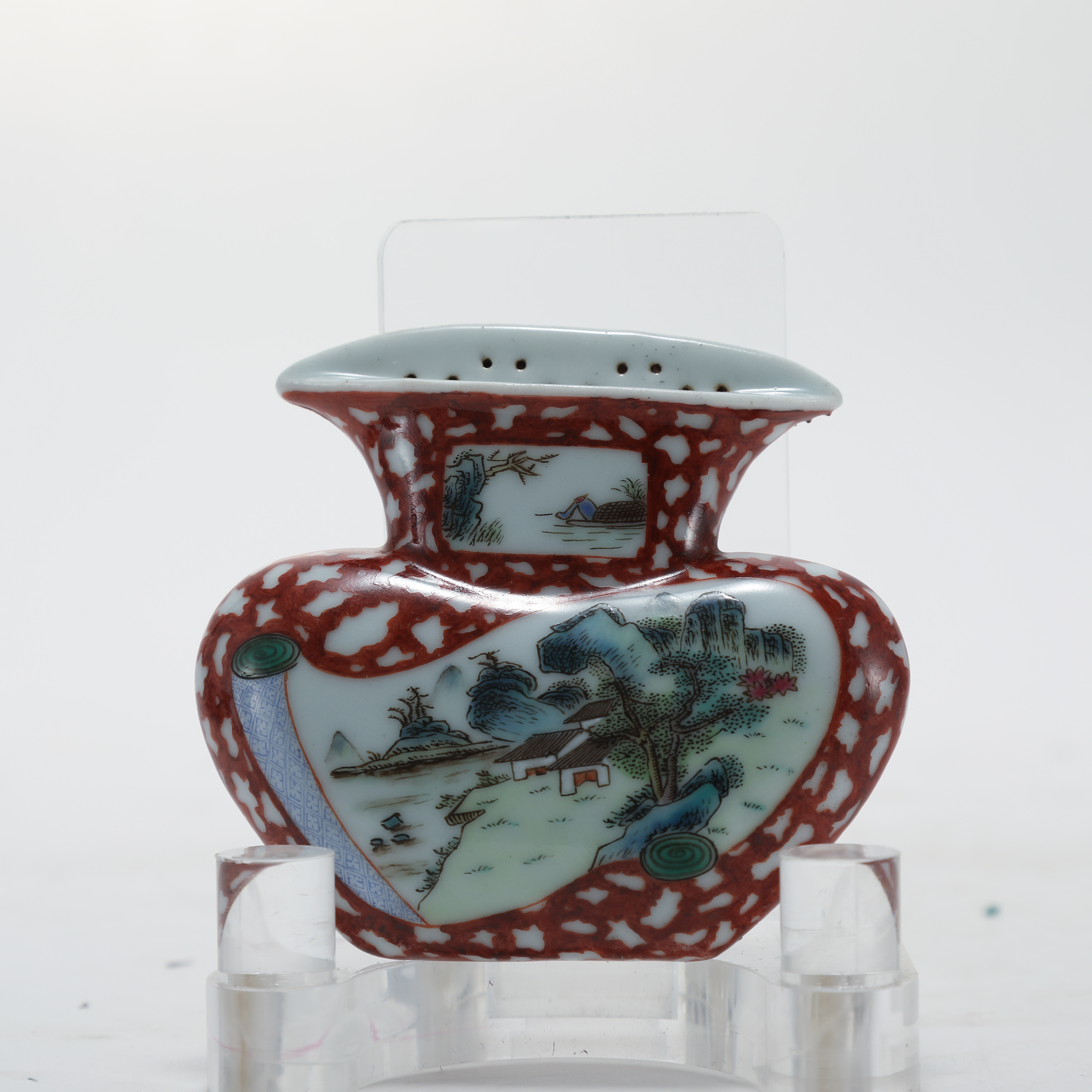 (AB6)2X052008粉彩风景图壁瓶