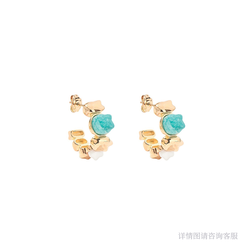铜合金莫桑石耳饰 欧货DP高品耳钉-5294