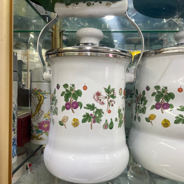 出口中亚五国大号手提奶桶15cm直径3L容量家用带盖大容量水桶搪瓷