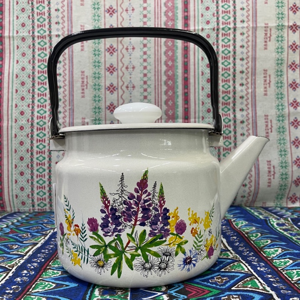 俄罗斯原装进口怀旧复古2L搪瓷水壶 奶茶壶 烧水壶