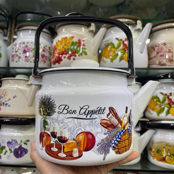 俄罗斯原装进口чайник 珐琅搪瓷壶2.0升「原装正品内咖色」