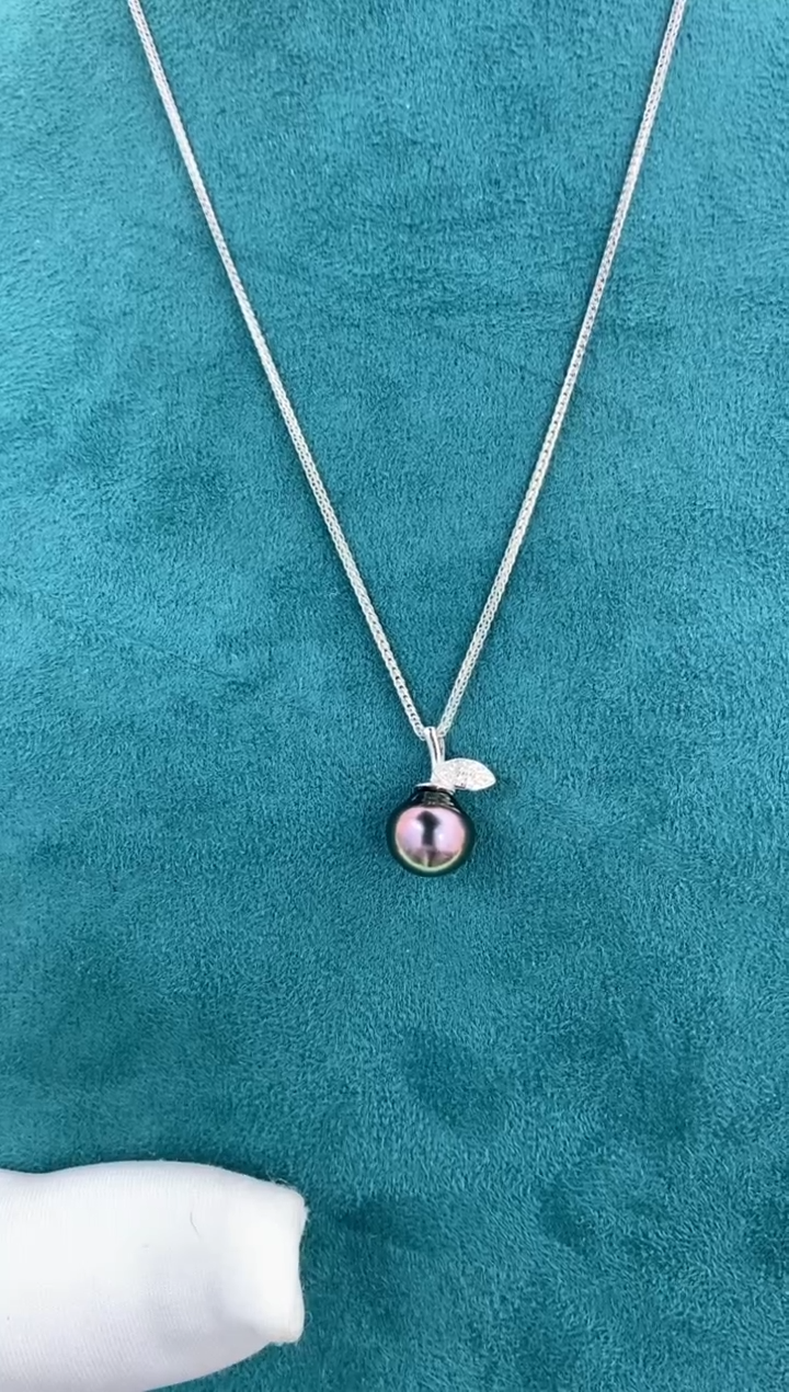 【闪购商品】海水珍珠吊坠(赠链)银S925镶嵌9-10紫苹果