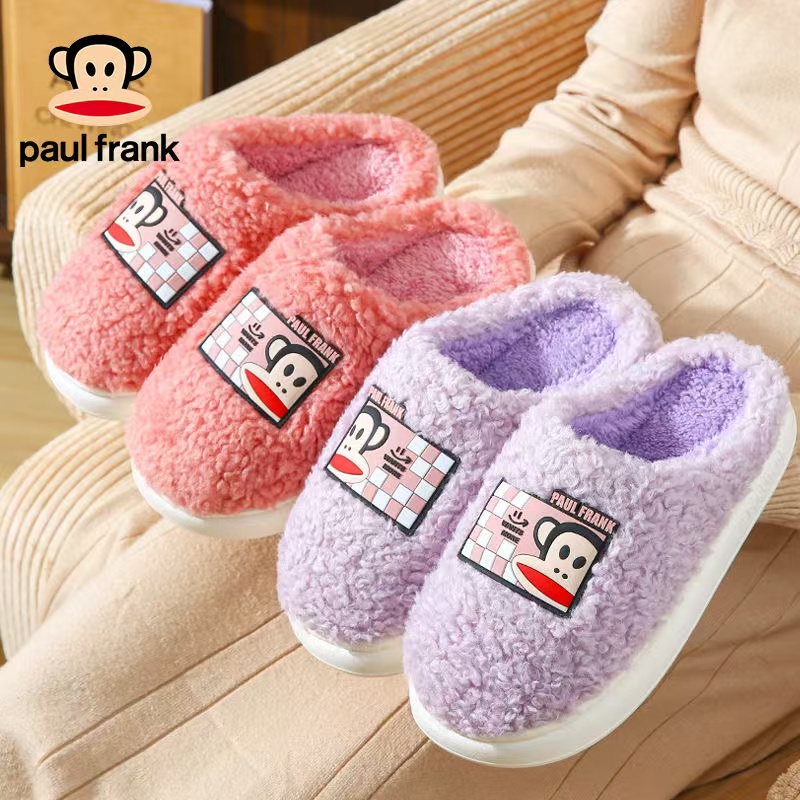 【P8】75854/65854大嘴猴居家呵护保暖加倍毛绒方标棉拖鞋