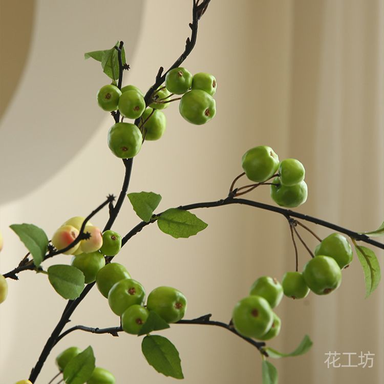 清爽小苹果仿真花ins风轻奢花艺家居布置餐厅禅意摆件装饰