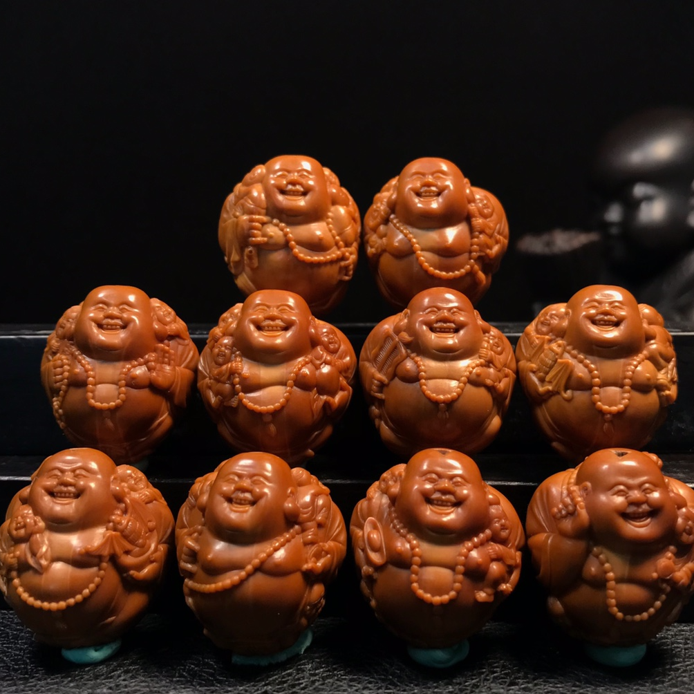 【竹子核雕】【五十童子弥勒】2.3铁核弥勒苏工橄榄核核雕JY308080