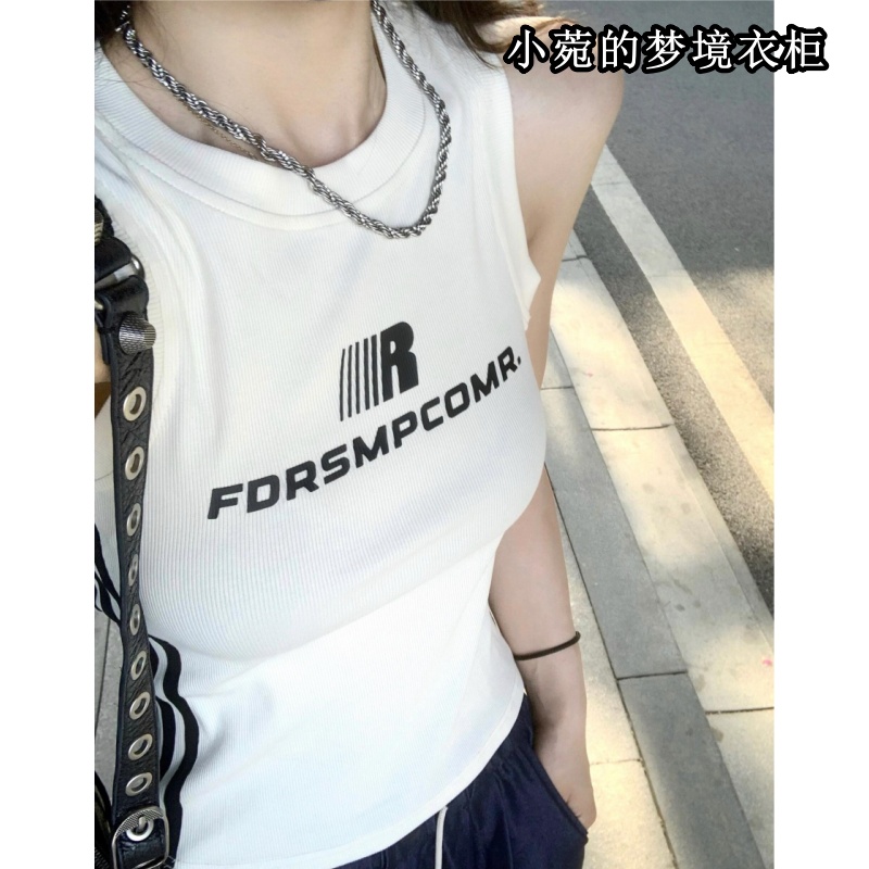 美式复古辣妹小吊带背心女夏季新款运动休闲纯欲修身外穿短款上衣