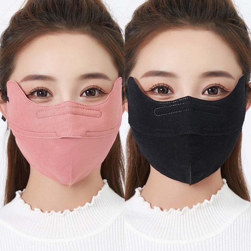 冬季加厚口罩女保暖开口防起雾护眼角防寒纯棉可水洗加大护脸面罩