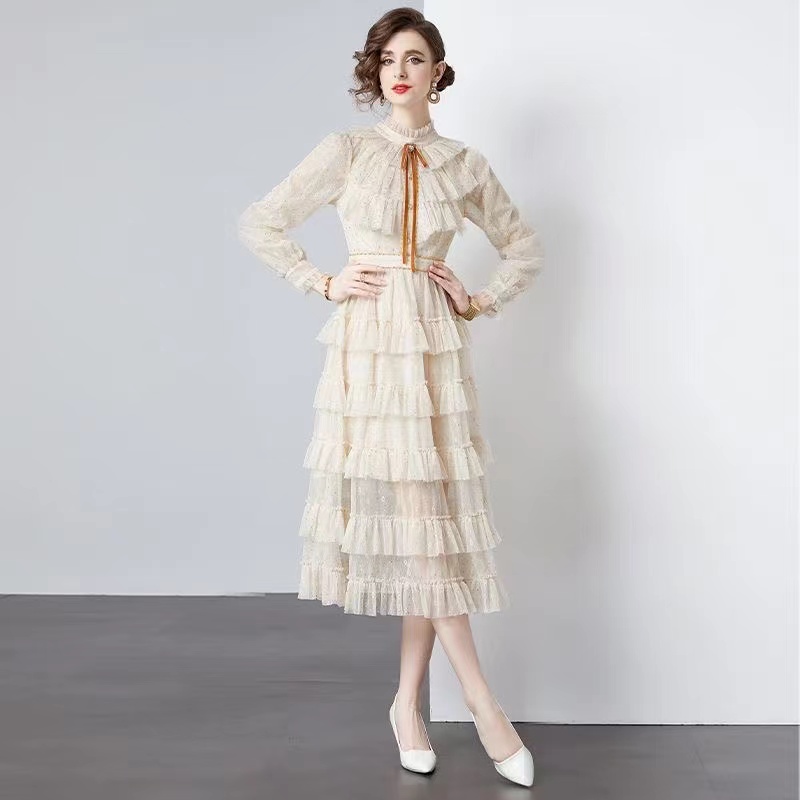 （里P）公主家10247新款装饰蛋糕裙女装连衣裙修身气质收腰长裙