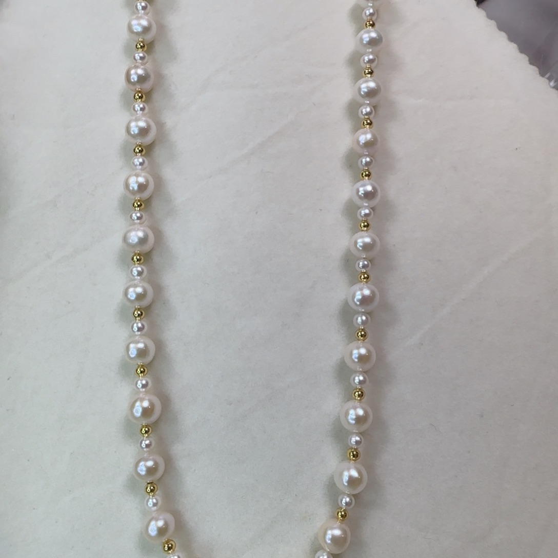 淡水珍珠项链合金小灯泡极强光7-8mm ➕4-4.5mm