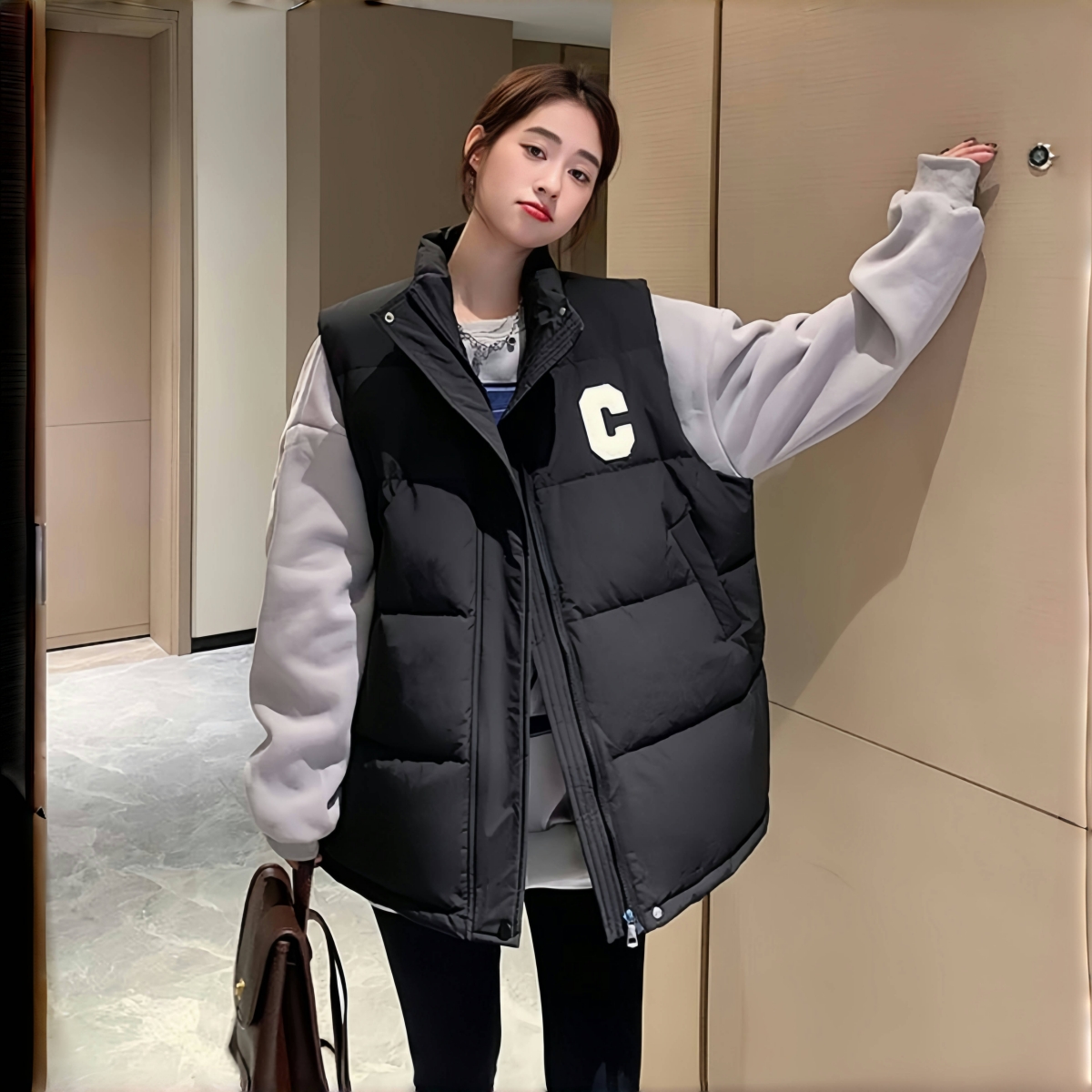 8805胖mm棉服马甲女秋冬新款韩版大码宽松显瘦棉衣背心外套潮