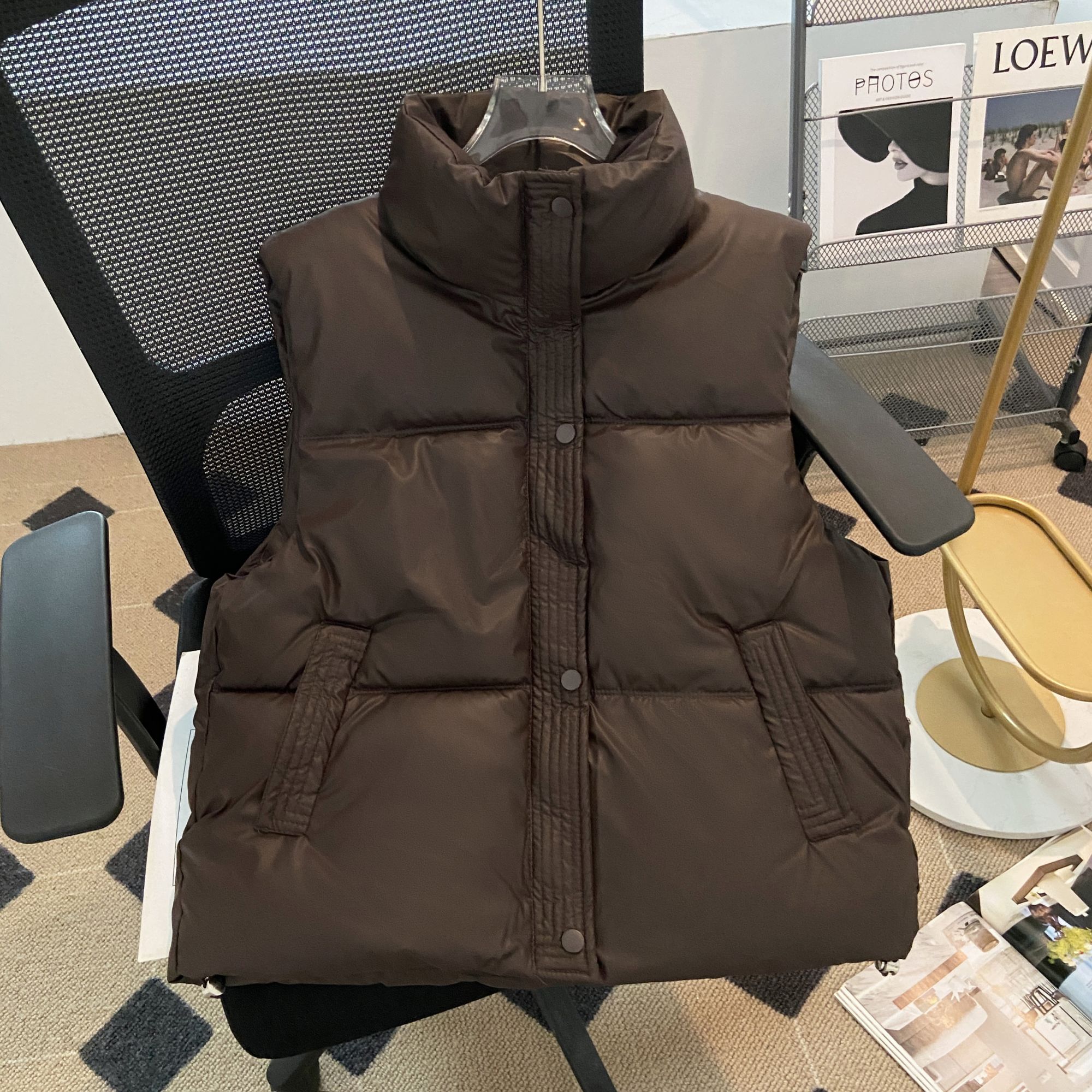 【主播精选】PU皮时尚免洗立领马甲女秋冬洋气百搭短款宽松棉服背心