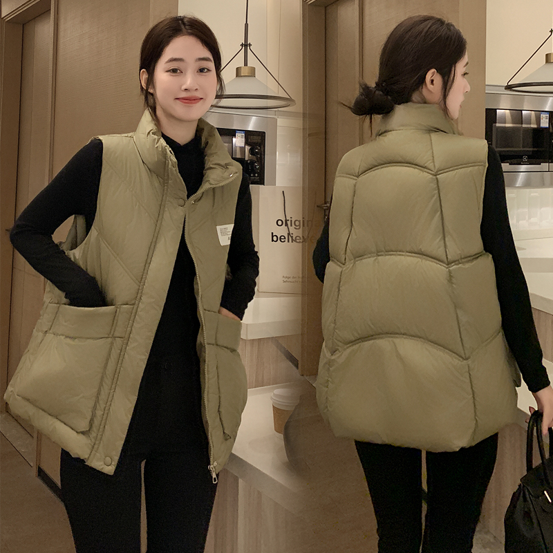 胖mm棉服马甲女秋冬新款立领宽松大码大口袋洋气百搭马甲217