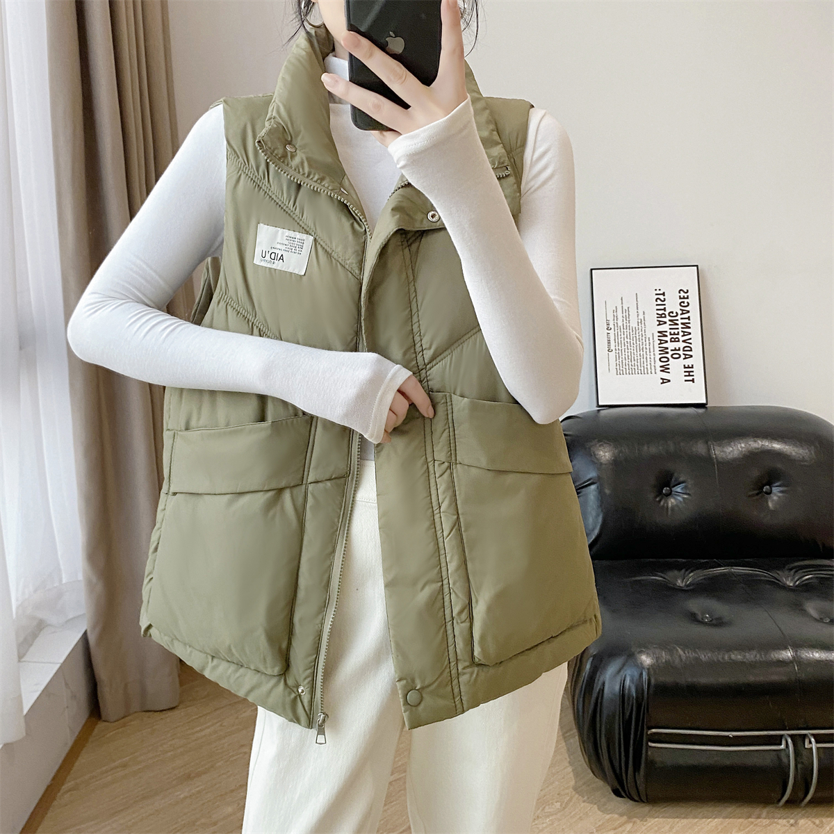 217大码胖mm秋冬新款棉服马甲女韩版宽松时尚百搭坎肩马夹休闲潮