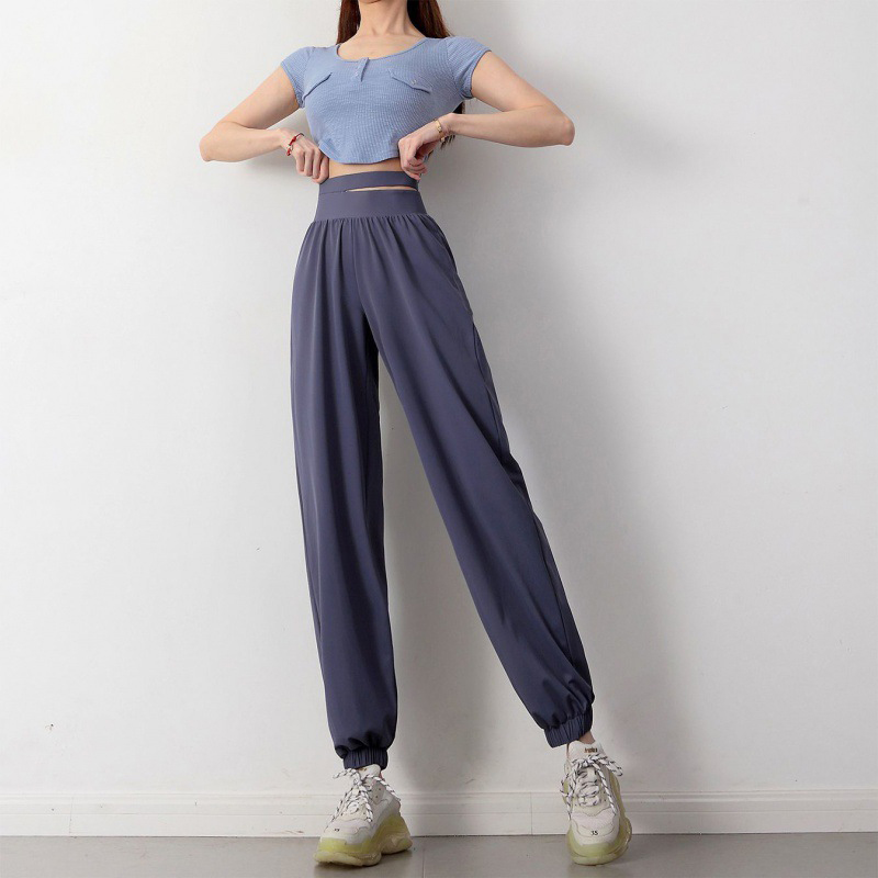 宽松运动裤女高腰跳操健身服遮肉显瘦跑步训练瑜伽长裤速干休闲裤