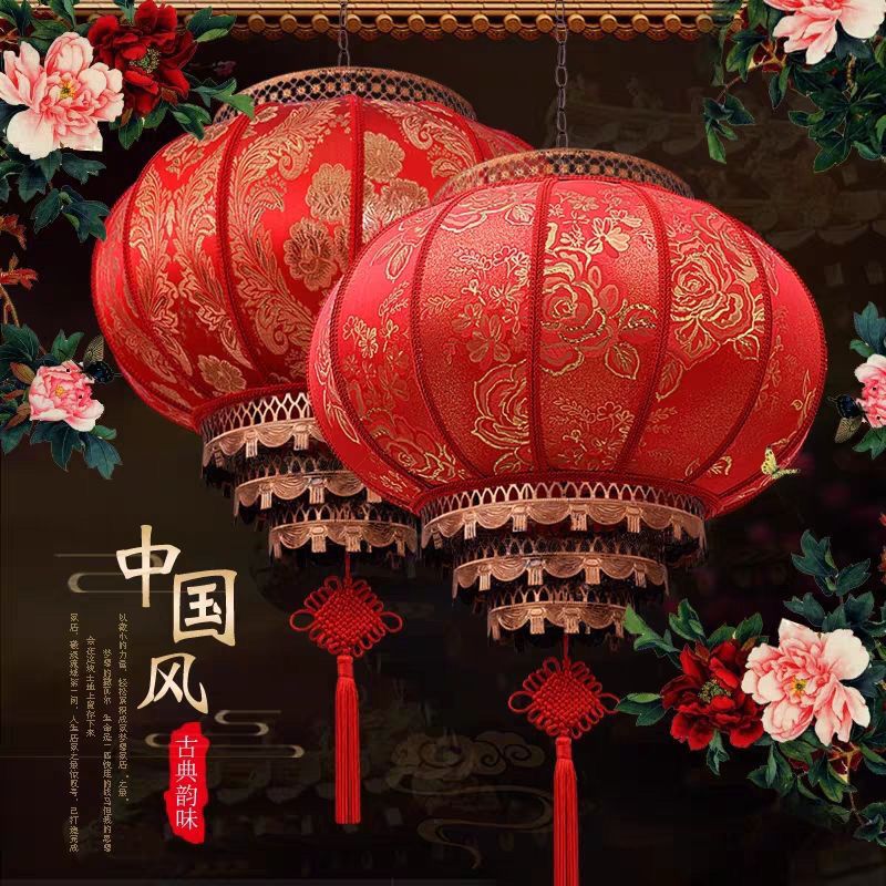 羊皮灯笼户外防水新年中式仿古阳台红灯笼宫灯乔迁装饰结婚吊灯