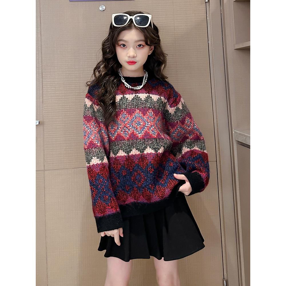 巴拉巴拉女童毛衣秋冬装2023新款洋气儿童加厚秋冬中大童韩版宽松