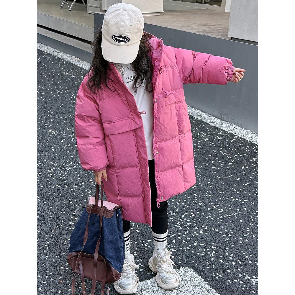 巴拉巴拉女童冬装外套2023新款洋气大童长款轻薄白鸭绒羽绒服儿童