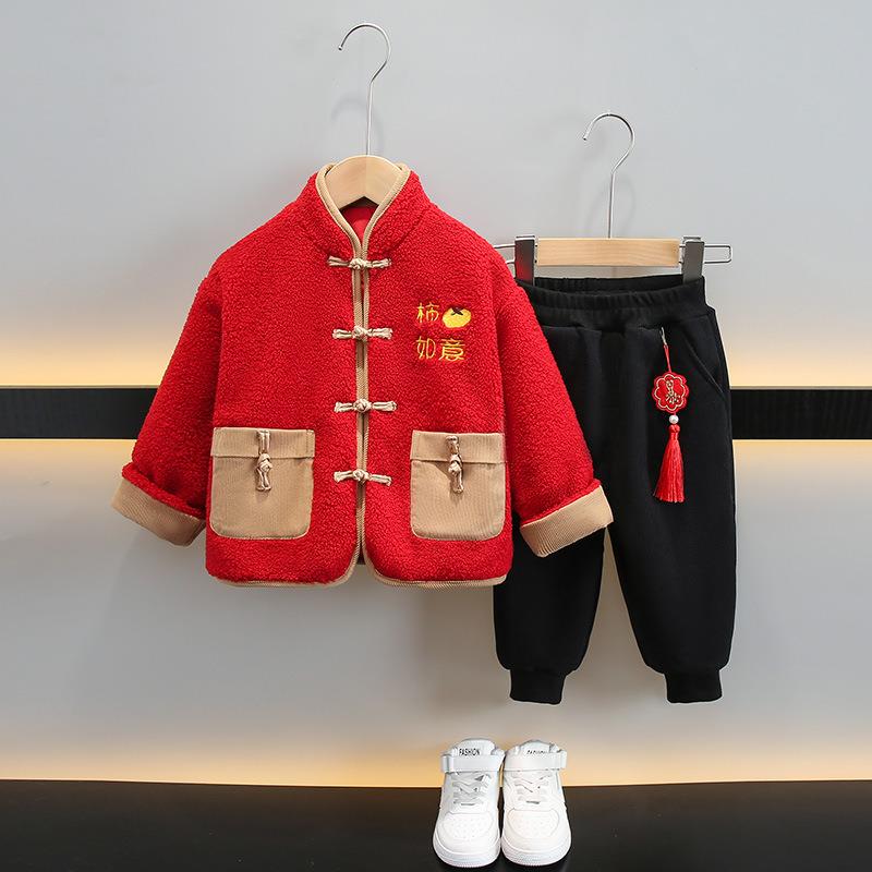 巴拉巴拉男童拜年服冬季汉服女童中国风周岁礼服儿童唐装宝宝喜庆
