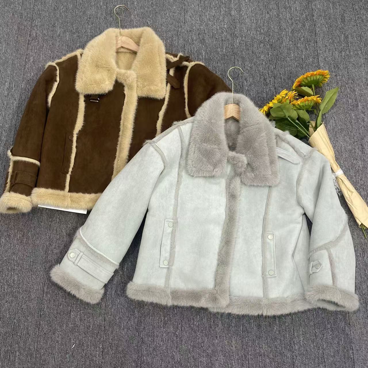 241121翻领冬季加厚休闲时尚短款外套（衣长59cm左右）