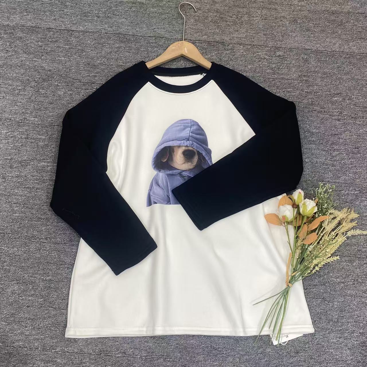 88852冬季加绒印花韩版插肩T（衣长71CM左右）